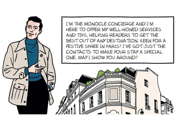 The concierge: Our comic-book hero saves the day while gift shopping in Paris