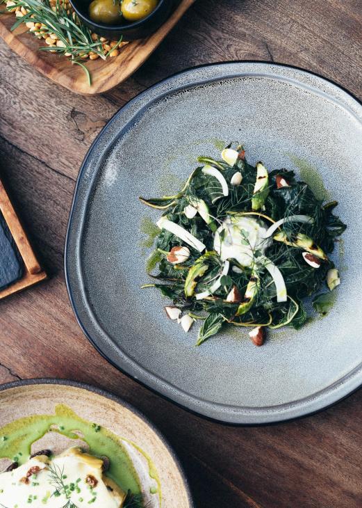 Local greens on a plate at Salvia