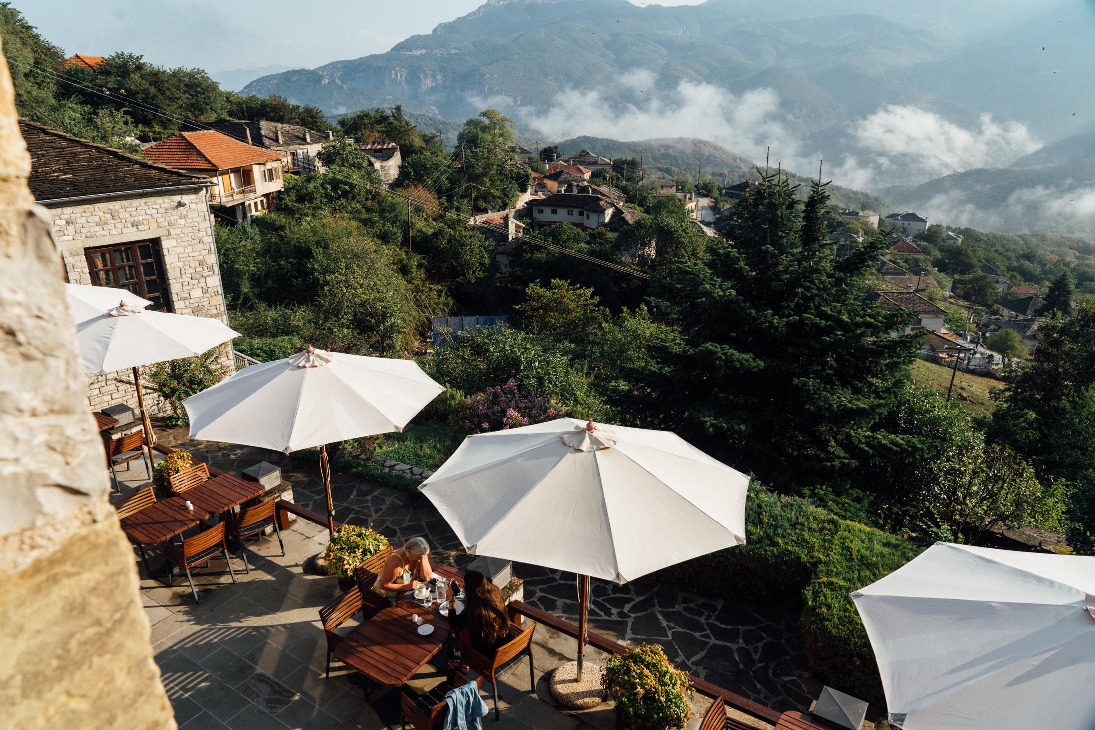 View from Salvia restaurant in Aristi, Greece