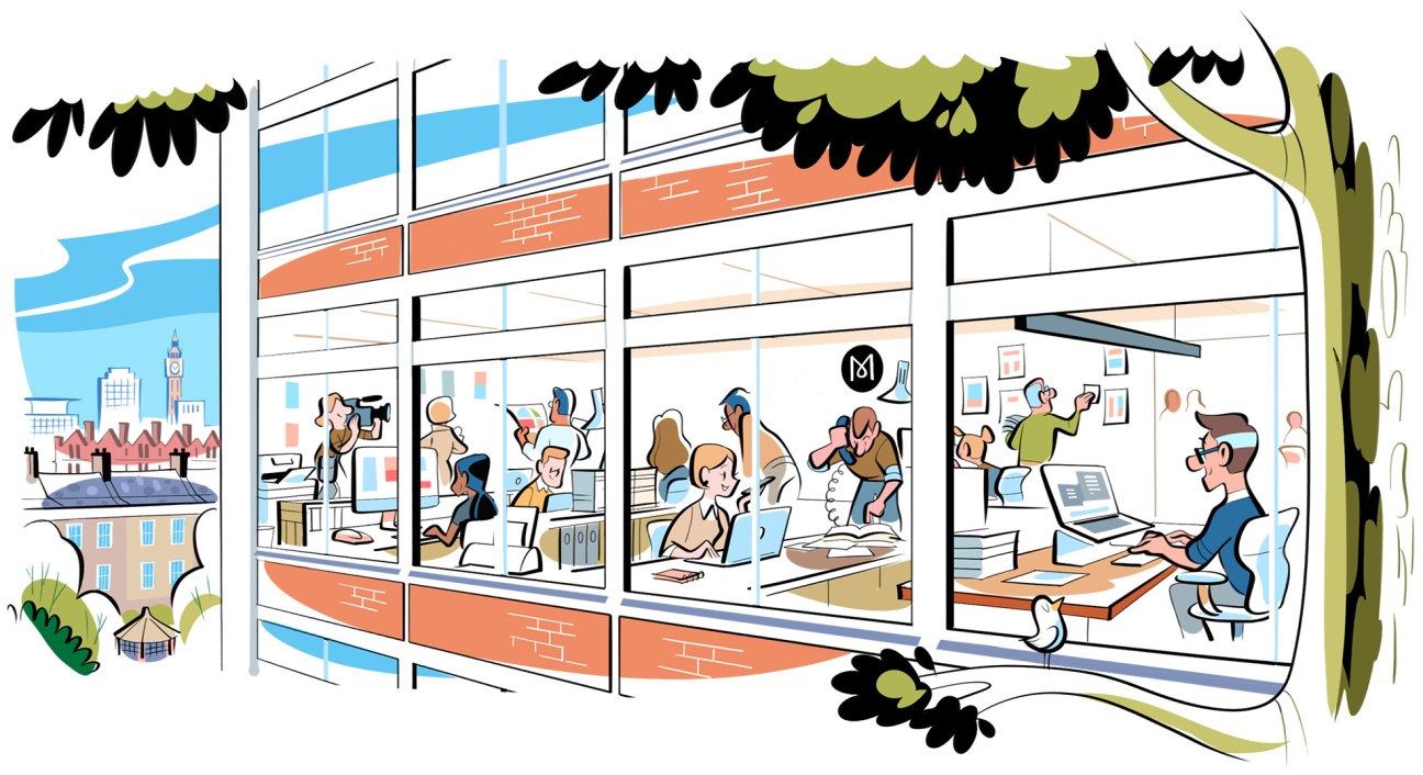 Illustration of Monocle's London office Midori House