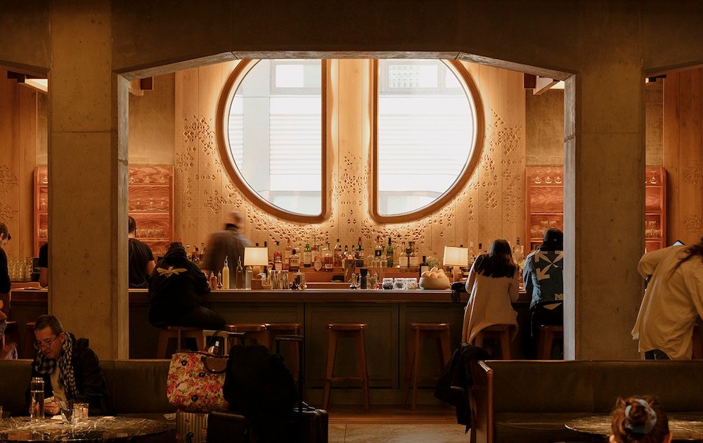 Inside the main lobby of the Ace Hotel in Downtown Brooklyn, NY.
