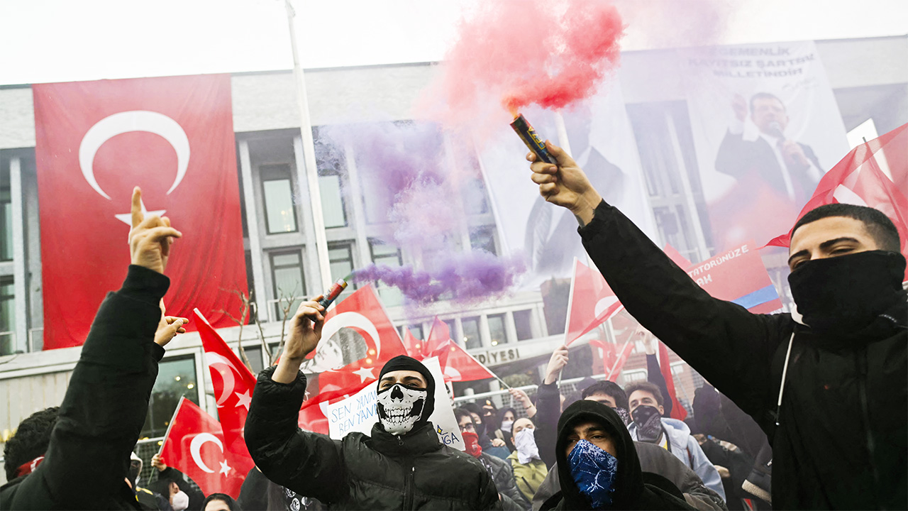 Protesters on the streets of Istanbul.