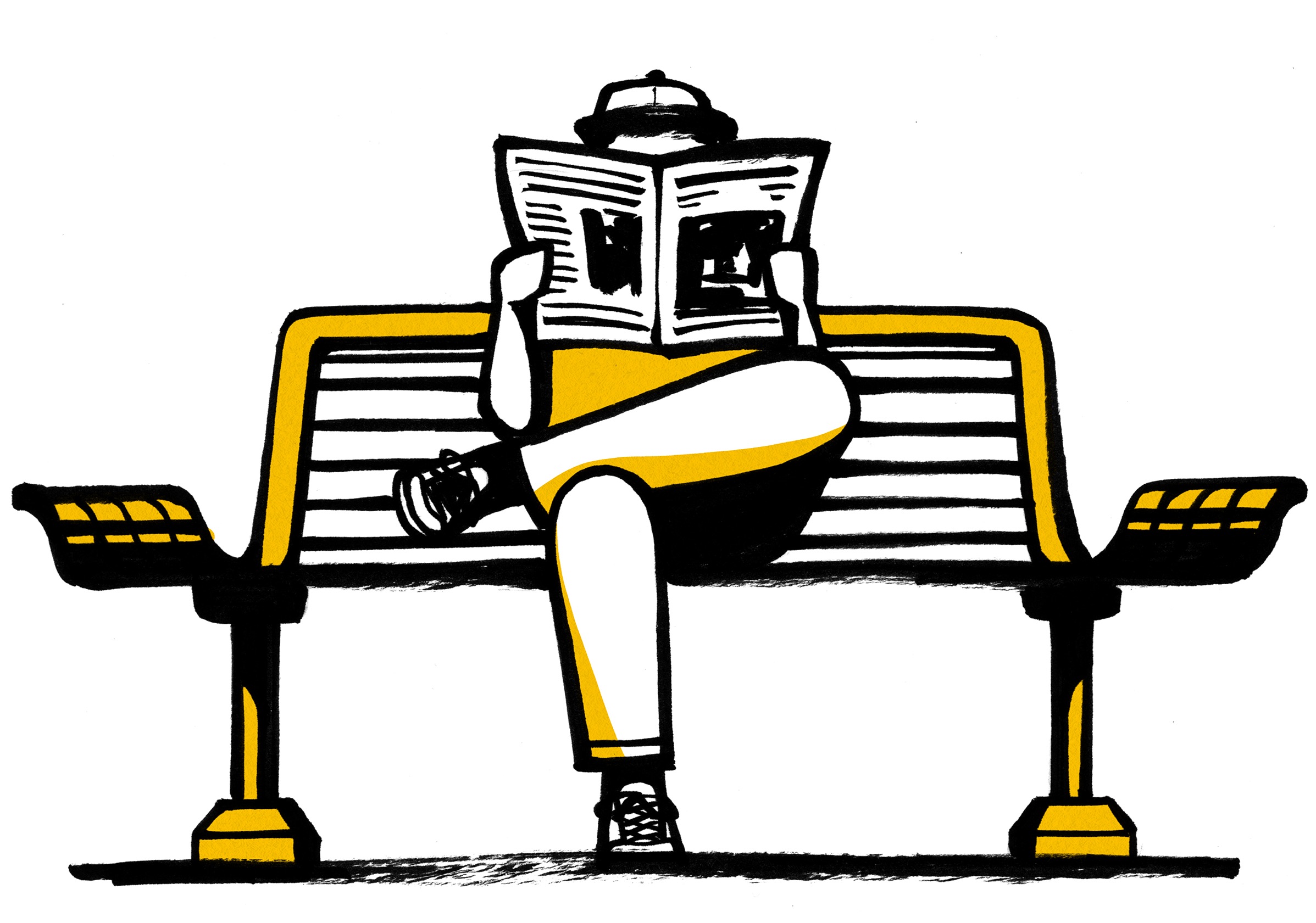 man on a bench illustration