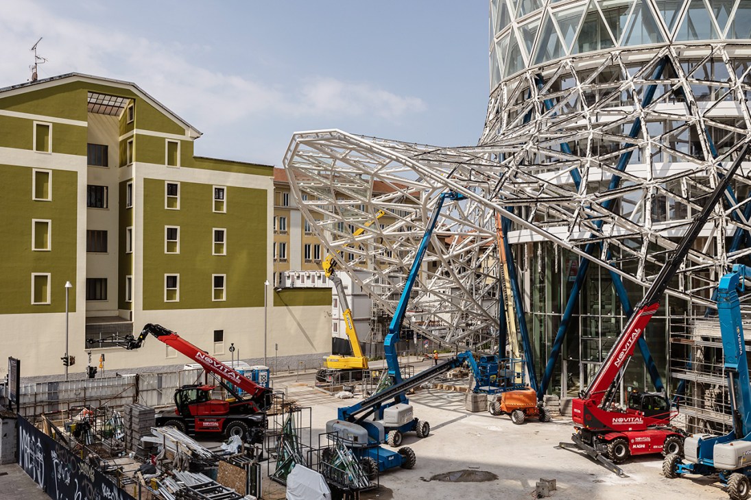 A view of the building site of the "Nido Verticale" (Vertical Nest), the new HQ building of UnipolSai insurance group designed by Italian architect Mario Cucinella, located on Porta Nuova district on May 27, 2023 in Milan, Italy.