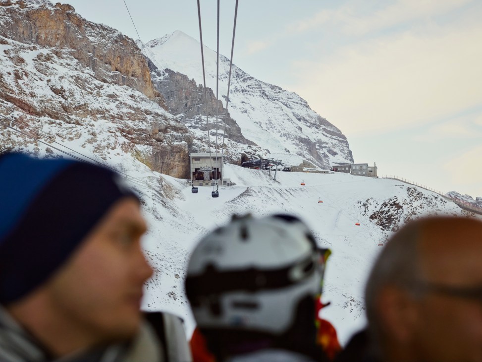 Looking out of a cable car.