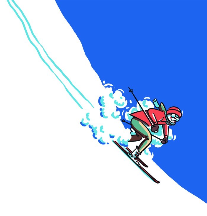 An illustration of a skier.