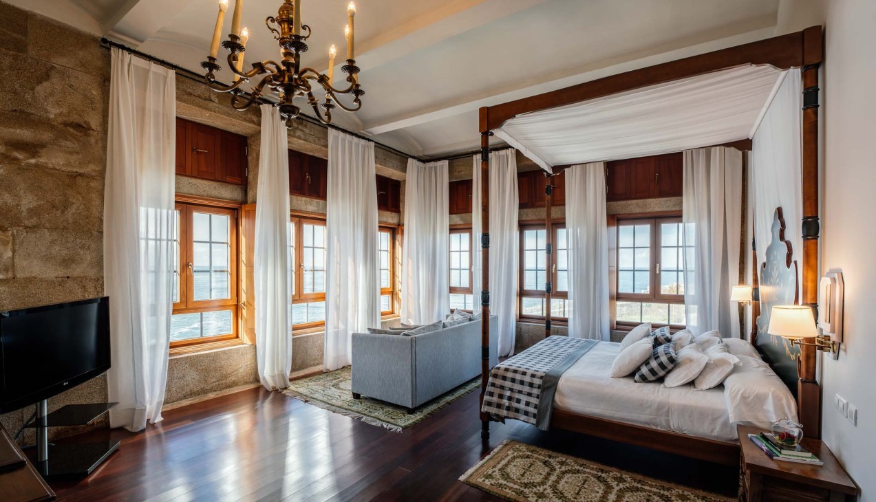 A hotel room at Parador de Baiona.