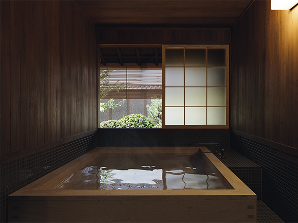 Sauna and bathtub inside Kessaku's Yasage residence