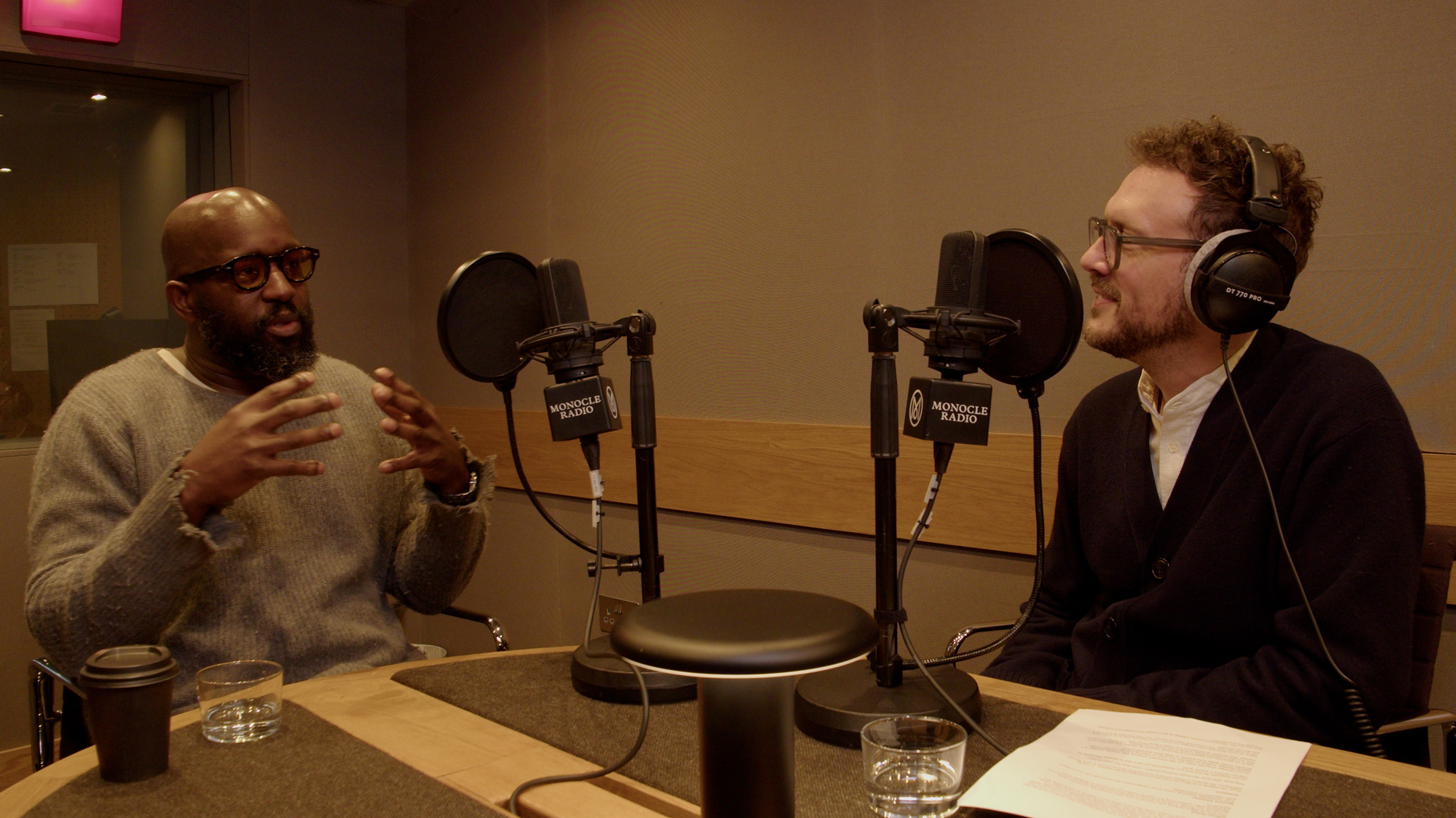 Dumi Oburota being interviewed by Tom Edwards.
