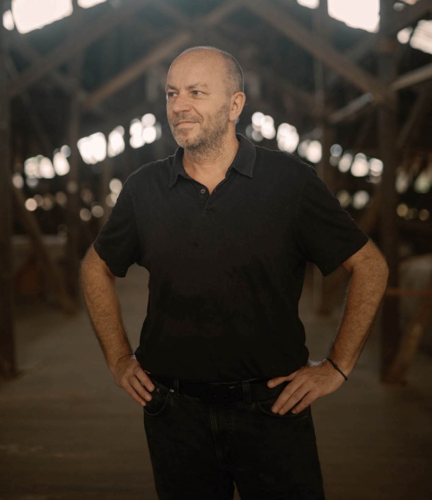 Philippe Delaisse poses at a workshop in Jepara