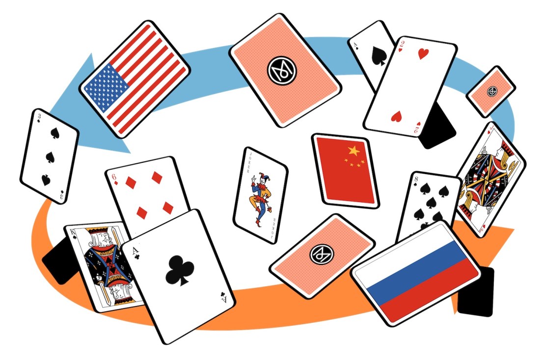 Illustration of swirling cards