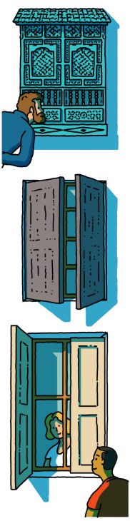 Illustration of window shutters