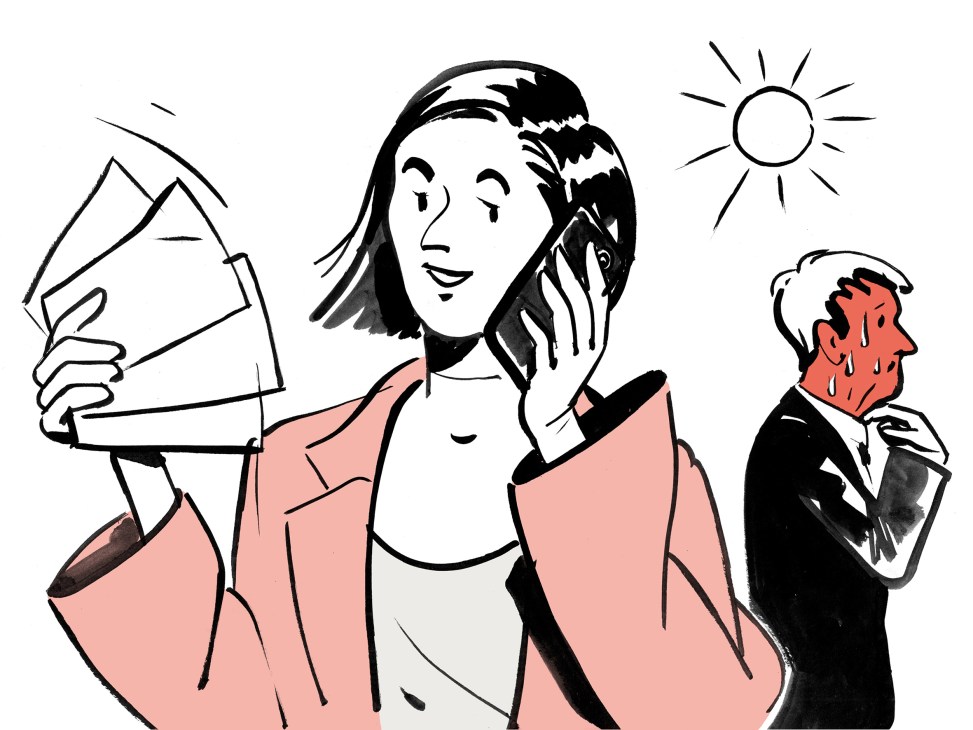 Illustration of business people in hot weather