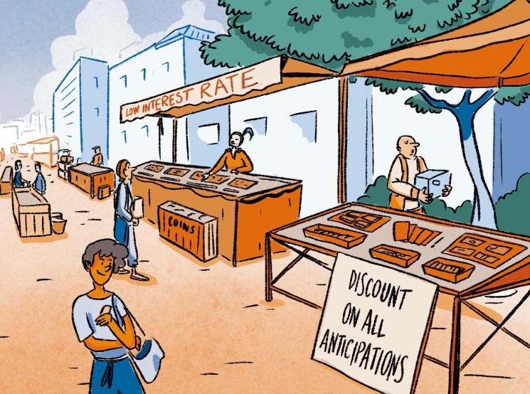 Interest rates- illustration of street markets