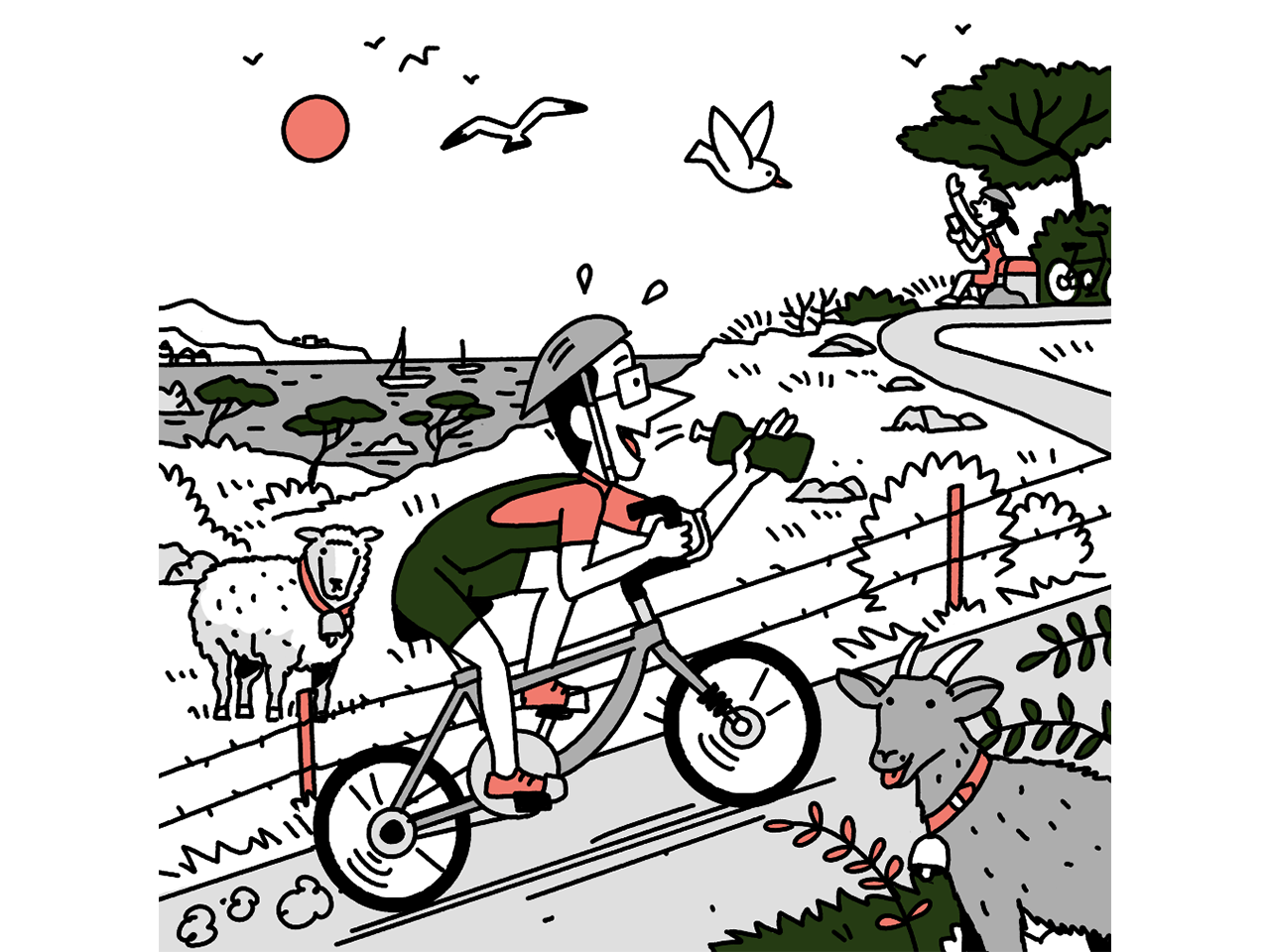 Andrew Tuck on his bicycle in Mallorca