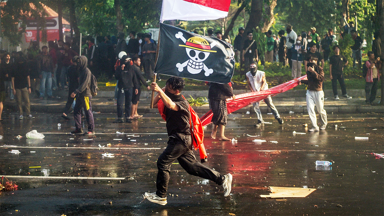 Why protesters are flying a pirate flag from a Japanese anime
