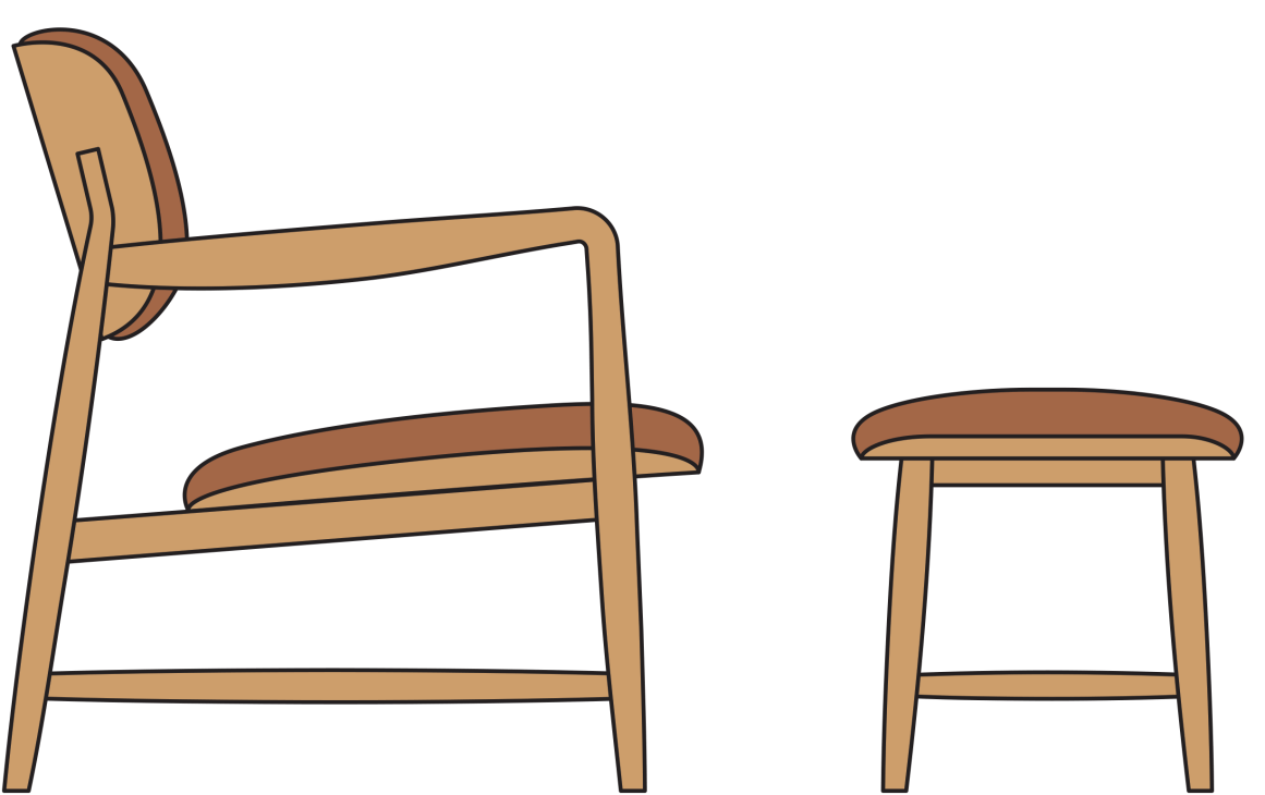Meguro lounge chair and ottoman