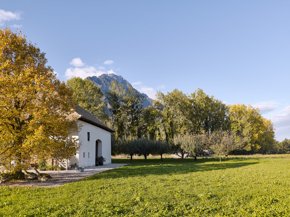 The renovated 18th-century
stone farmhouse