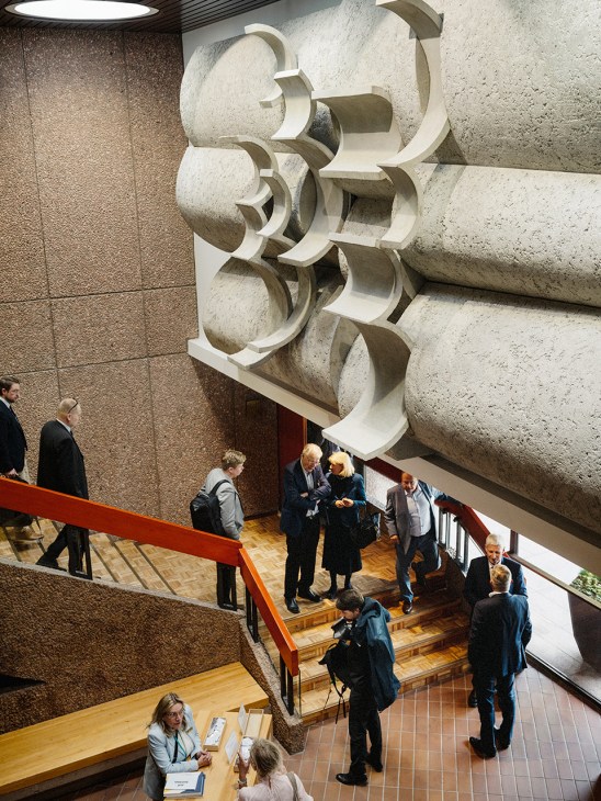 Concrete relief by Finnish sculptor Heikki Häiväoja in the lobby