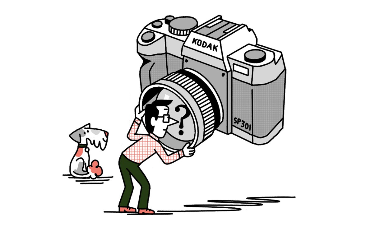 Andrew Tuck with a giant camera