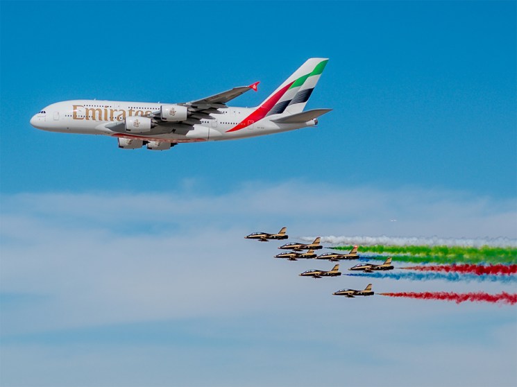 Flying colours: An aerobatic display during the 2023 Dubai Airshow
