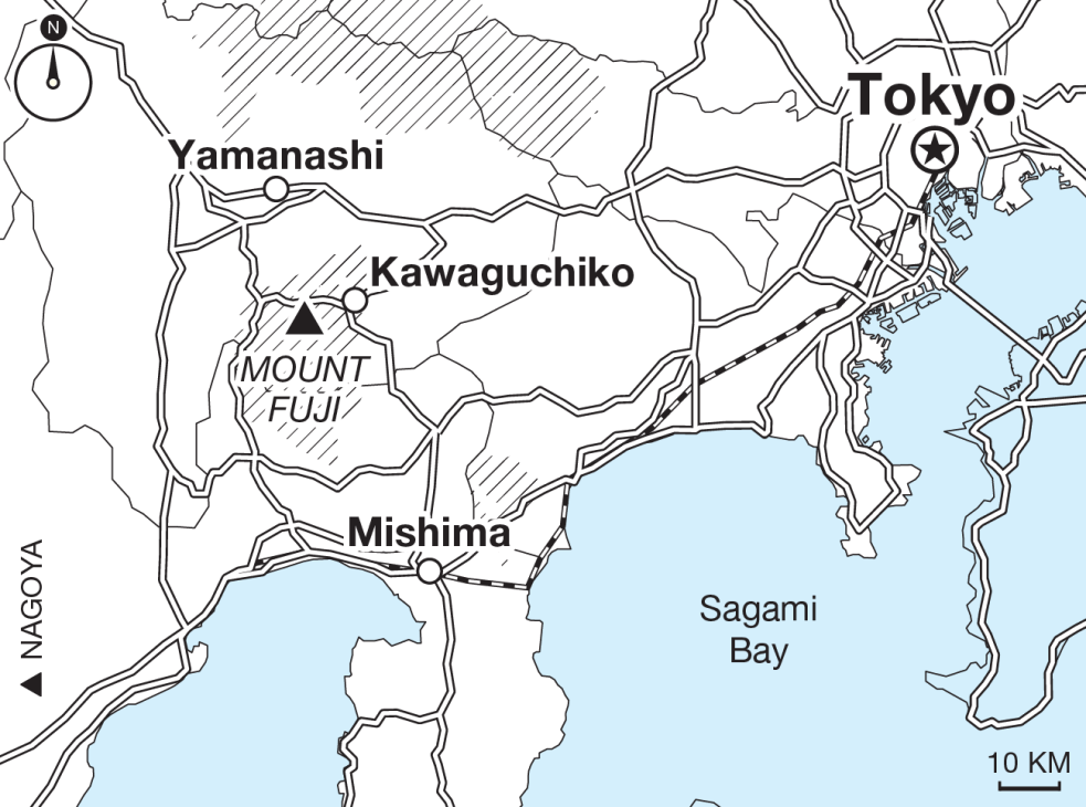 Illustrated map showing location of Shizuoka