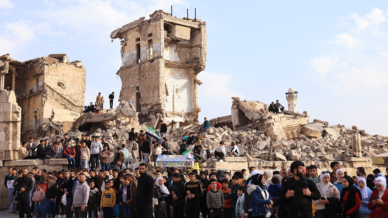 first anniversary of the fall of the 61-year Baath regime in Aleppo, Syria