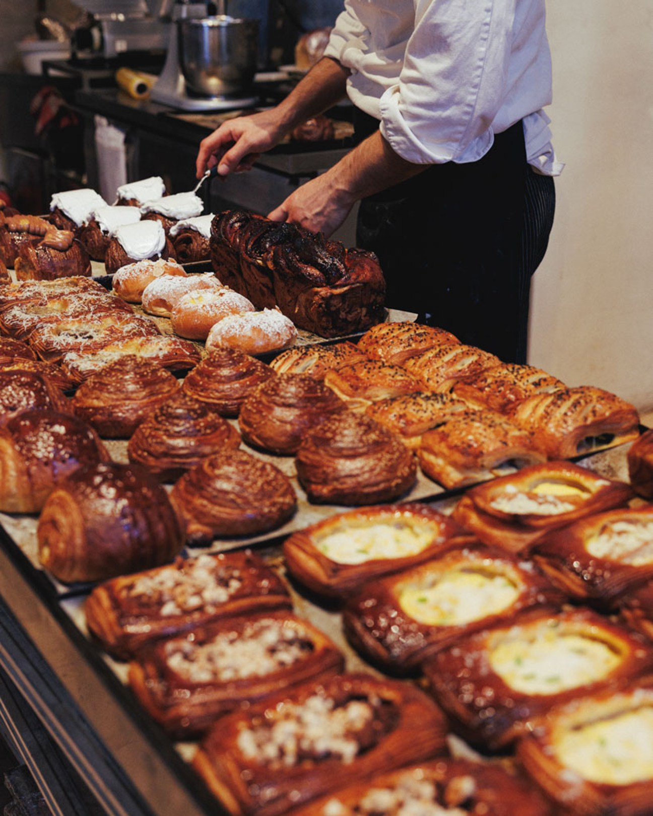 Freshly baked maritozzi buns