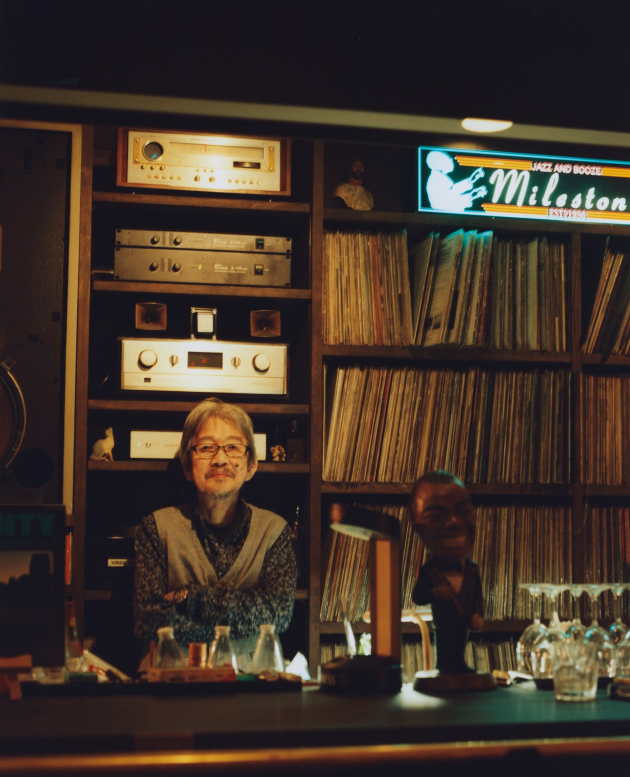 Hideyuki Natsume at his jazz bar, Milestone