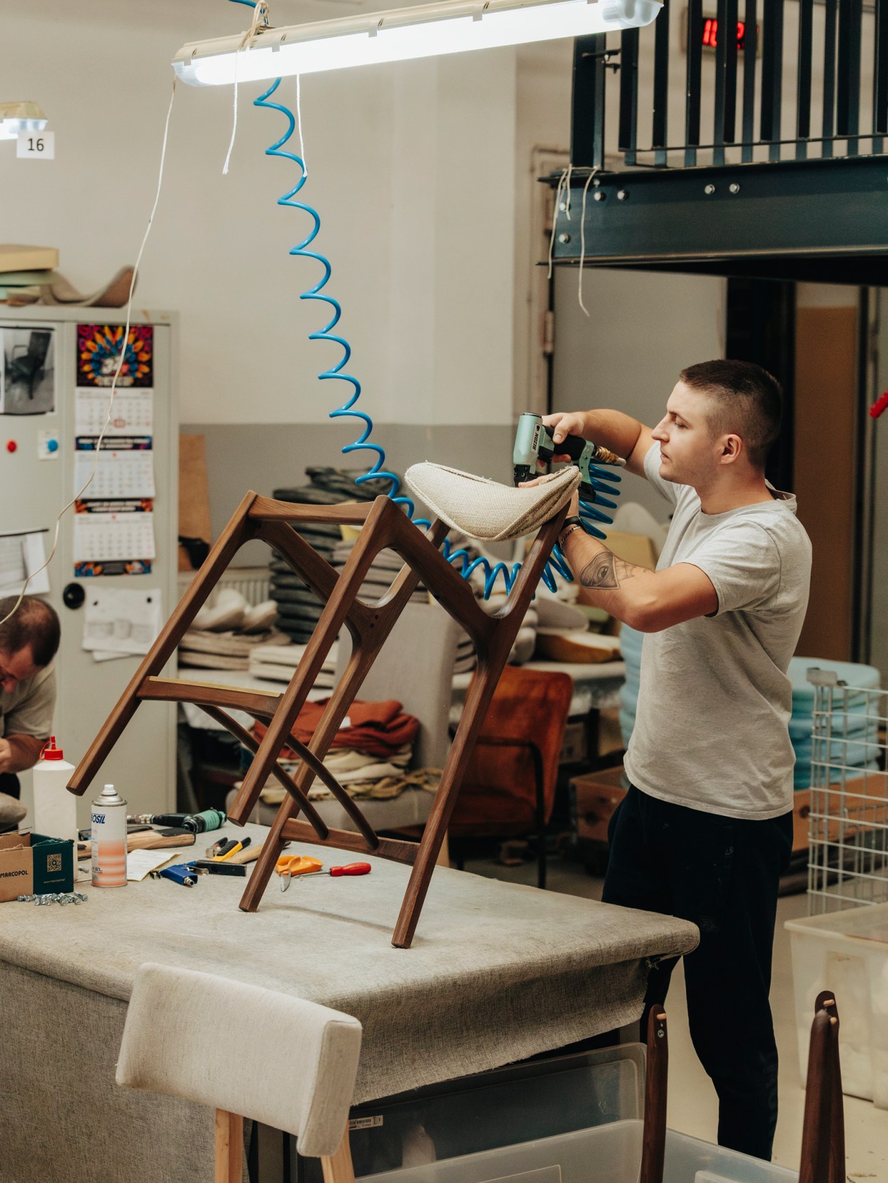 Upholstery work being done at Claudie Design