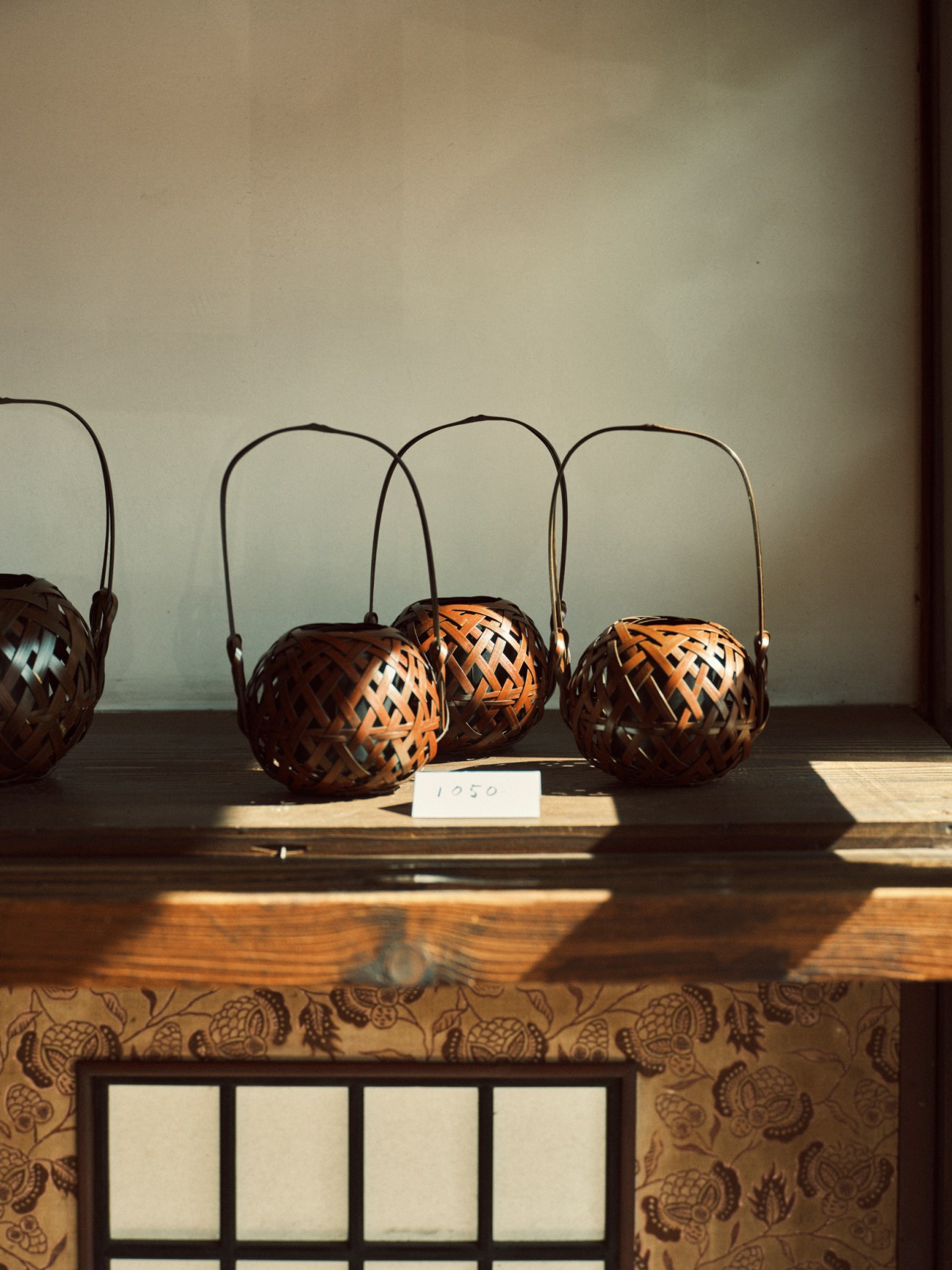 Bamboo flower baskets for sale at Hanakago