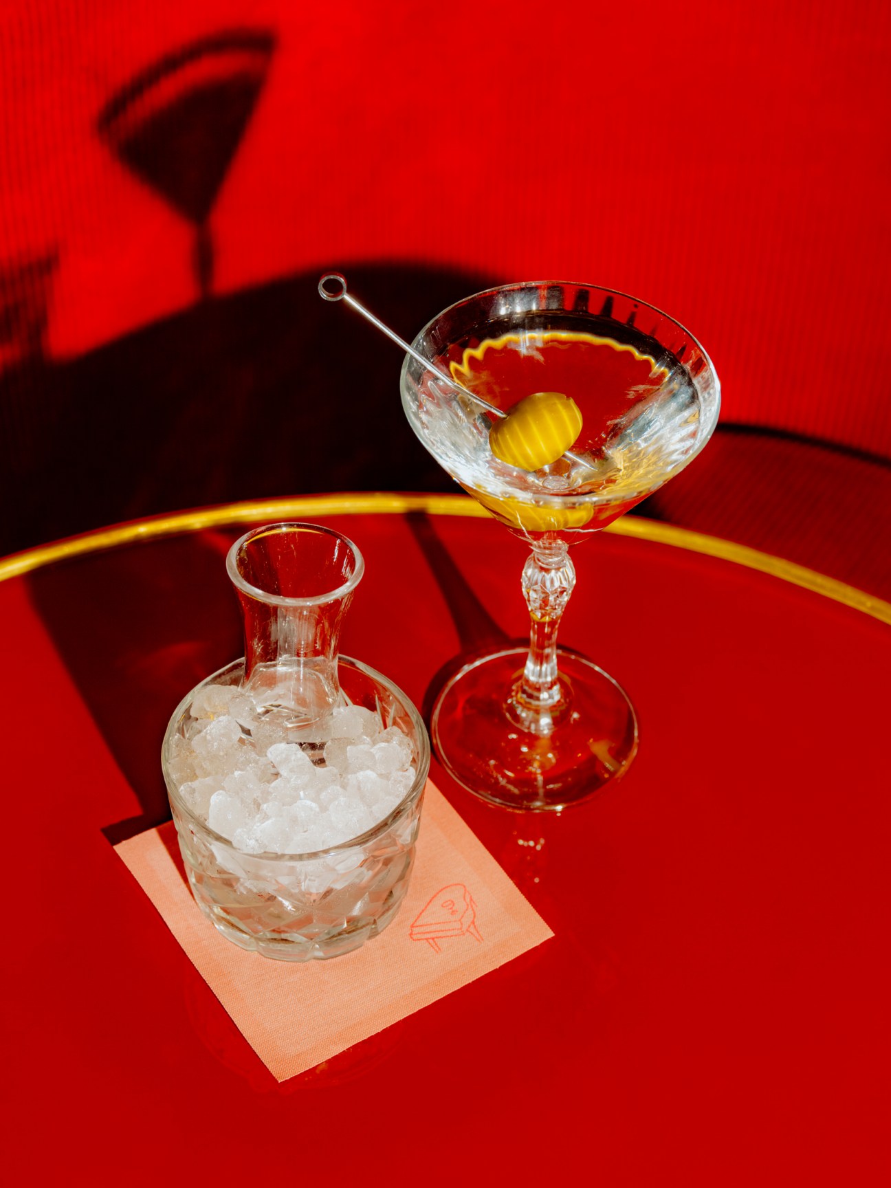 cocktail on a red table