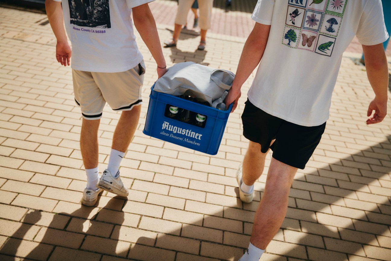 Students shopping at local store in Olympiapark