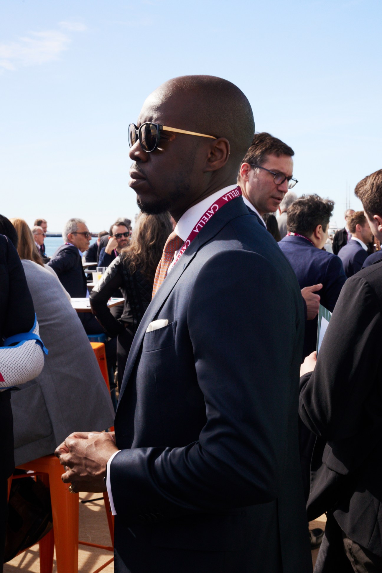 attendee in fashionable formalwear