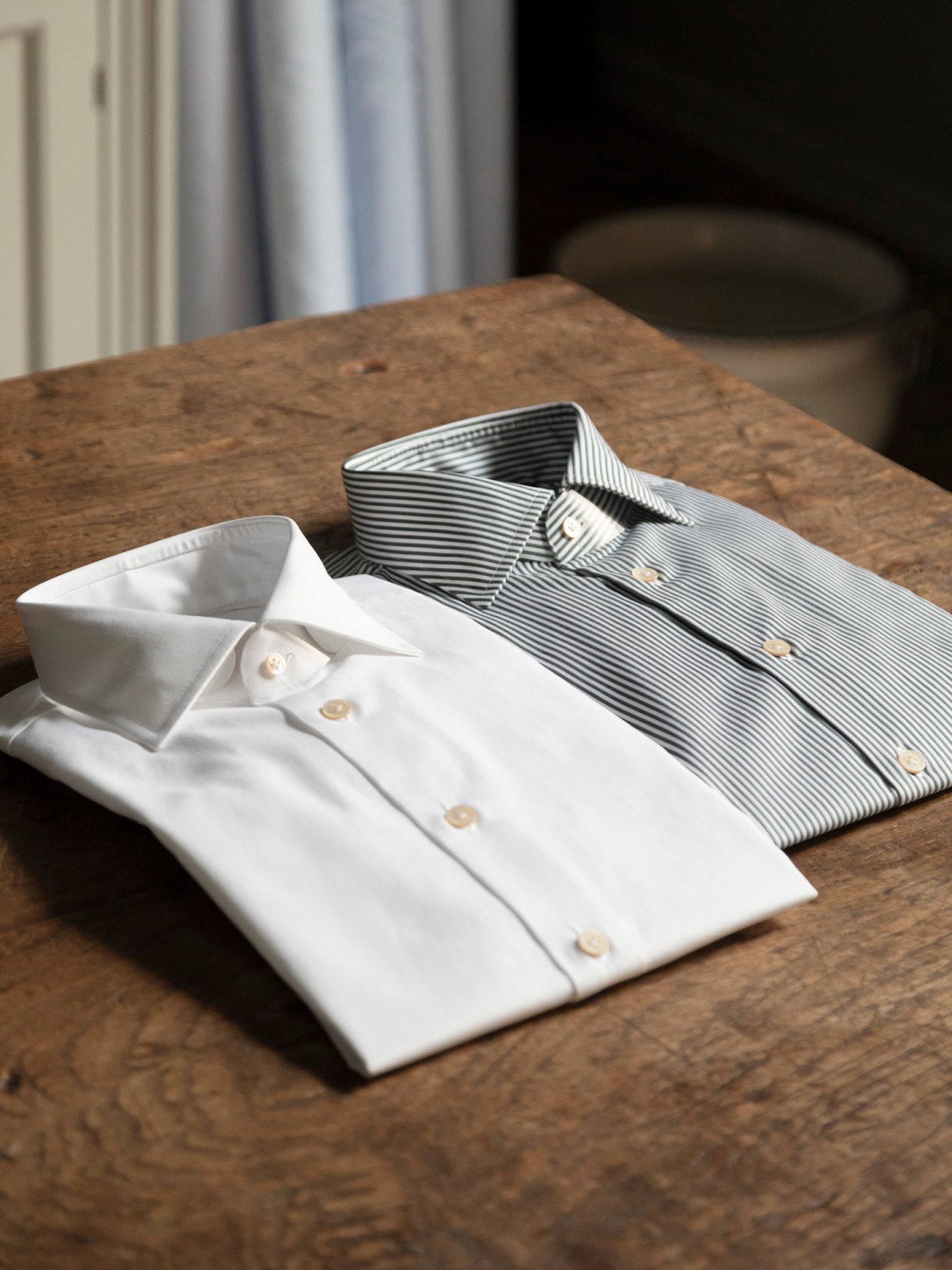 Pressed and folded shirts