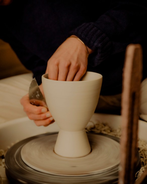 Pottery wheel in motion