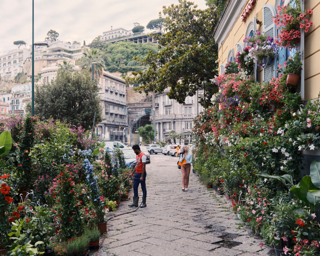 Flower shop spilling onto the street