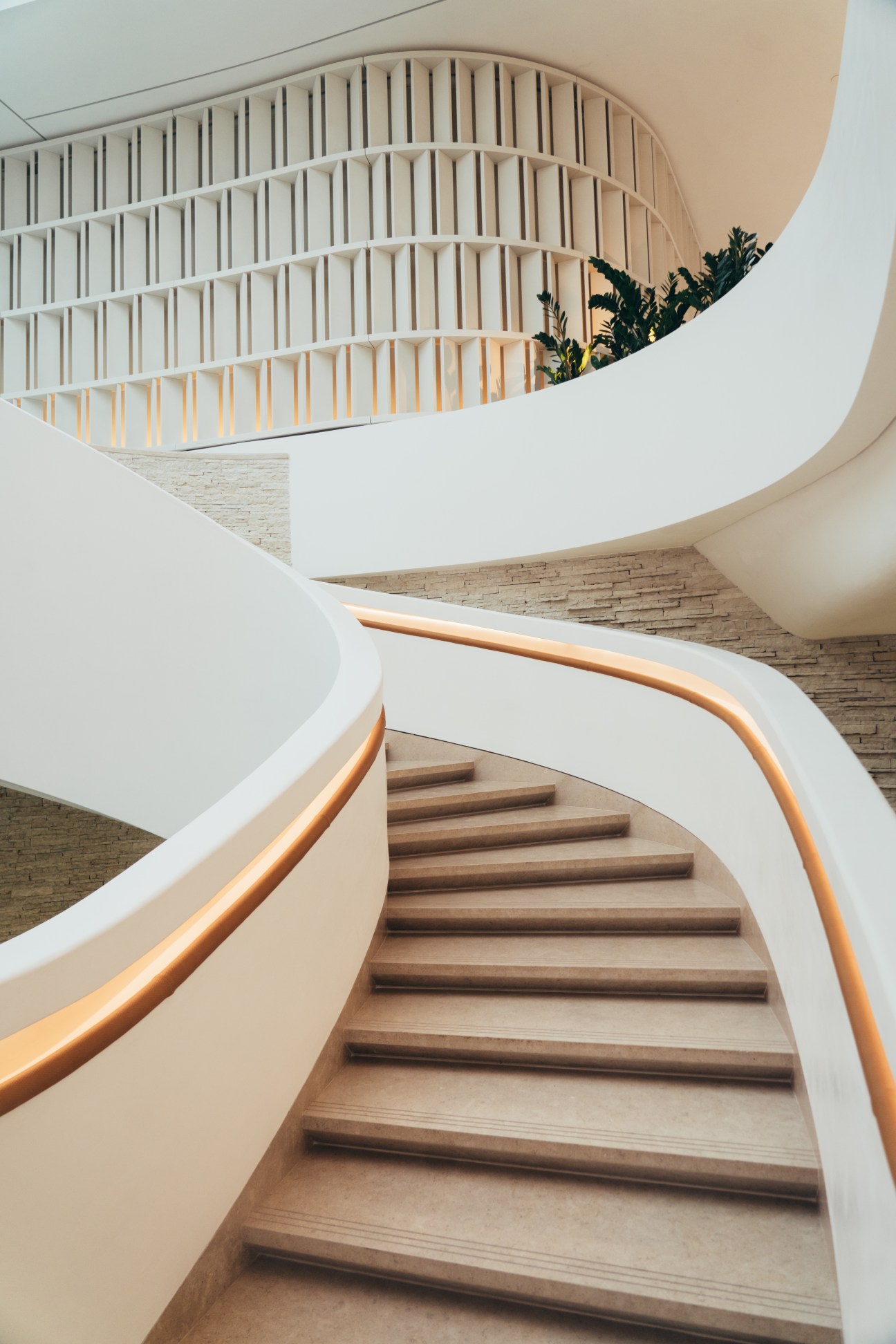 curved white staircase