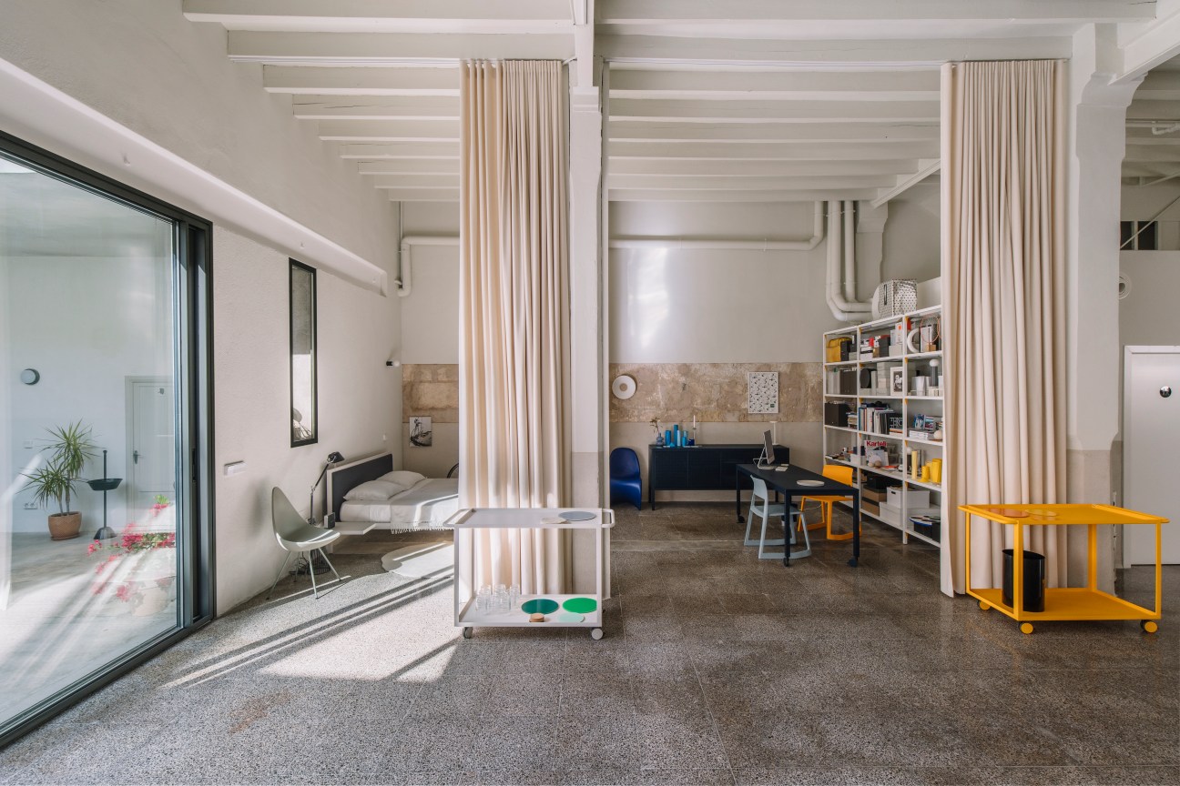 Studio space with archive and guest bed