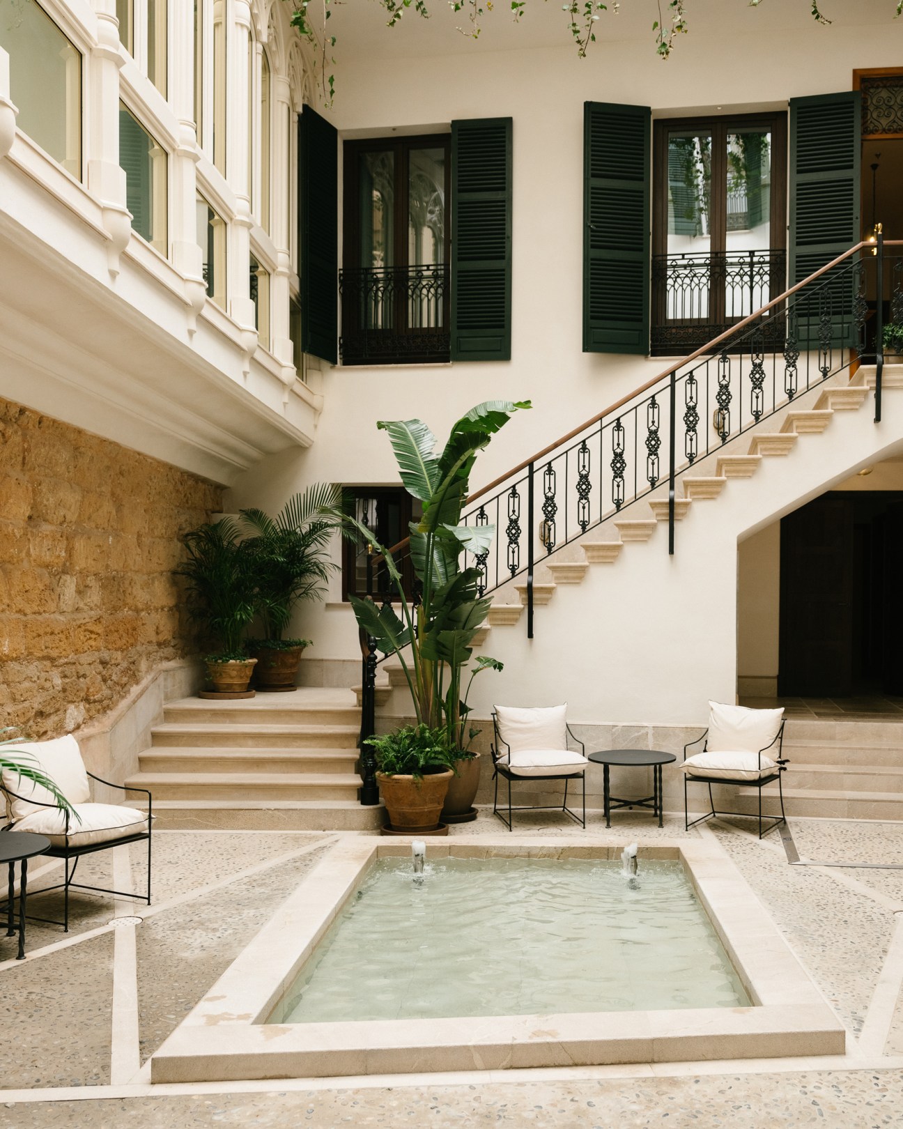 Shaded courtyard with pool