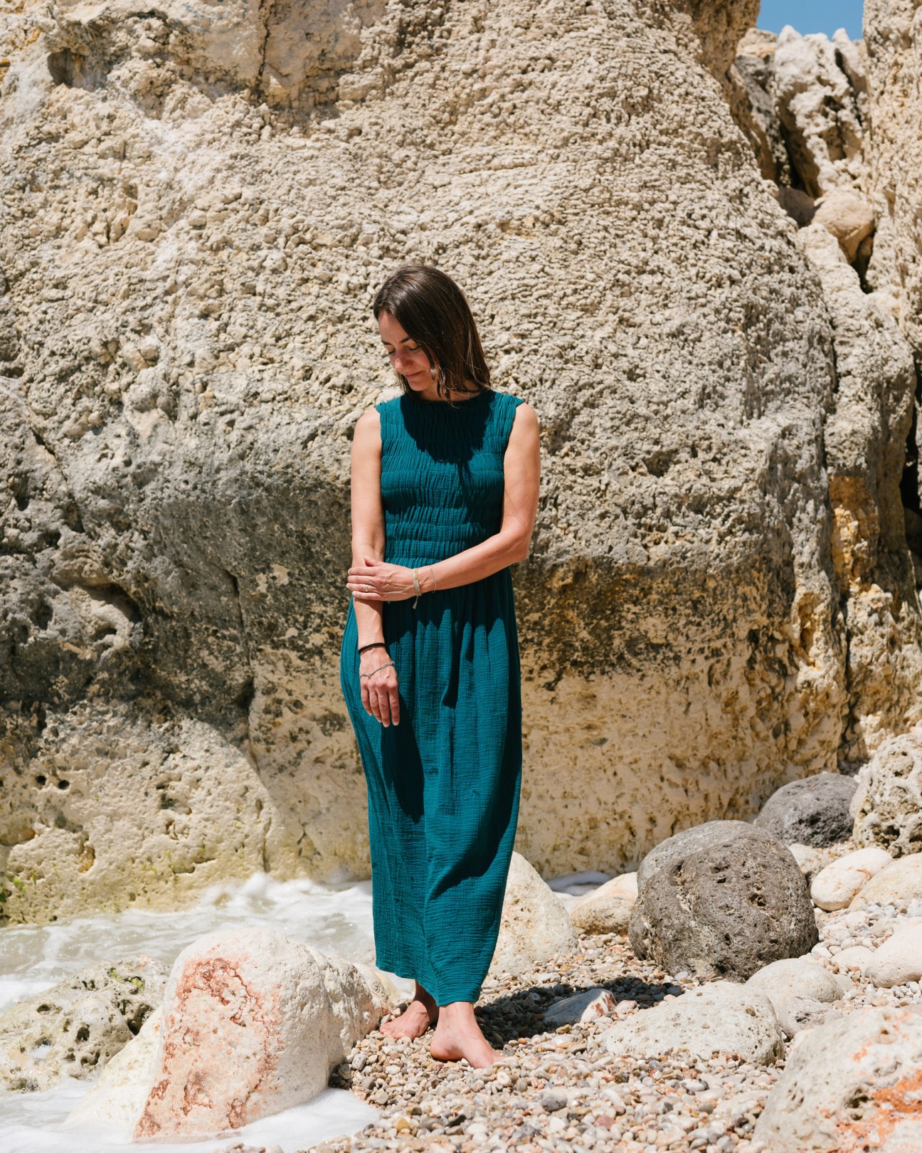 Cecilia Sörensen wearing her Alber dress design