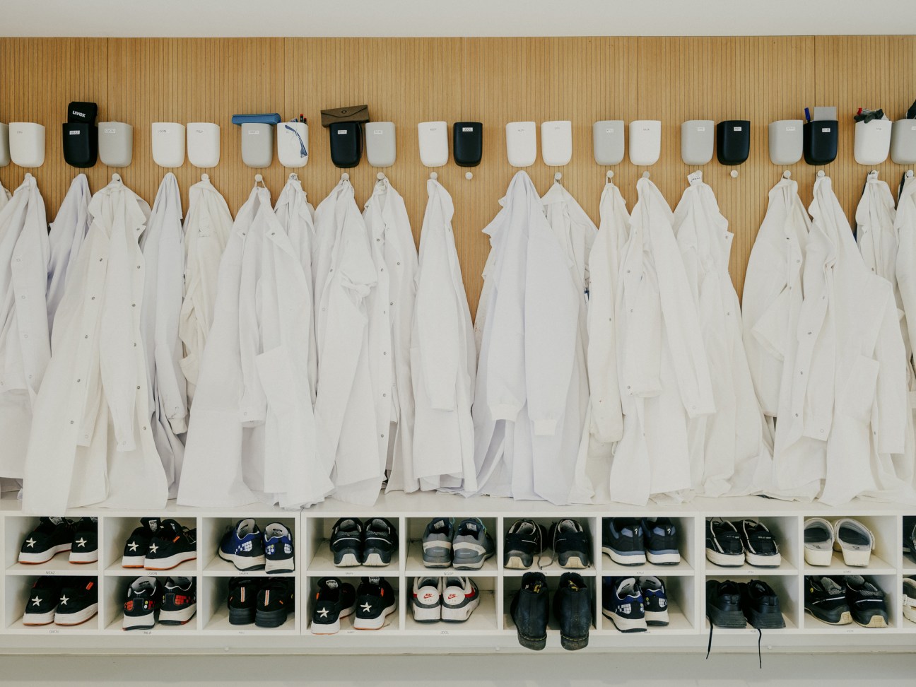 Protective clothing at the lab’s entrance