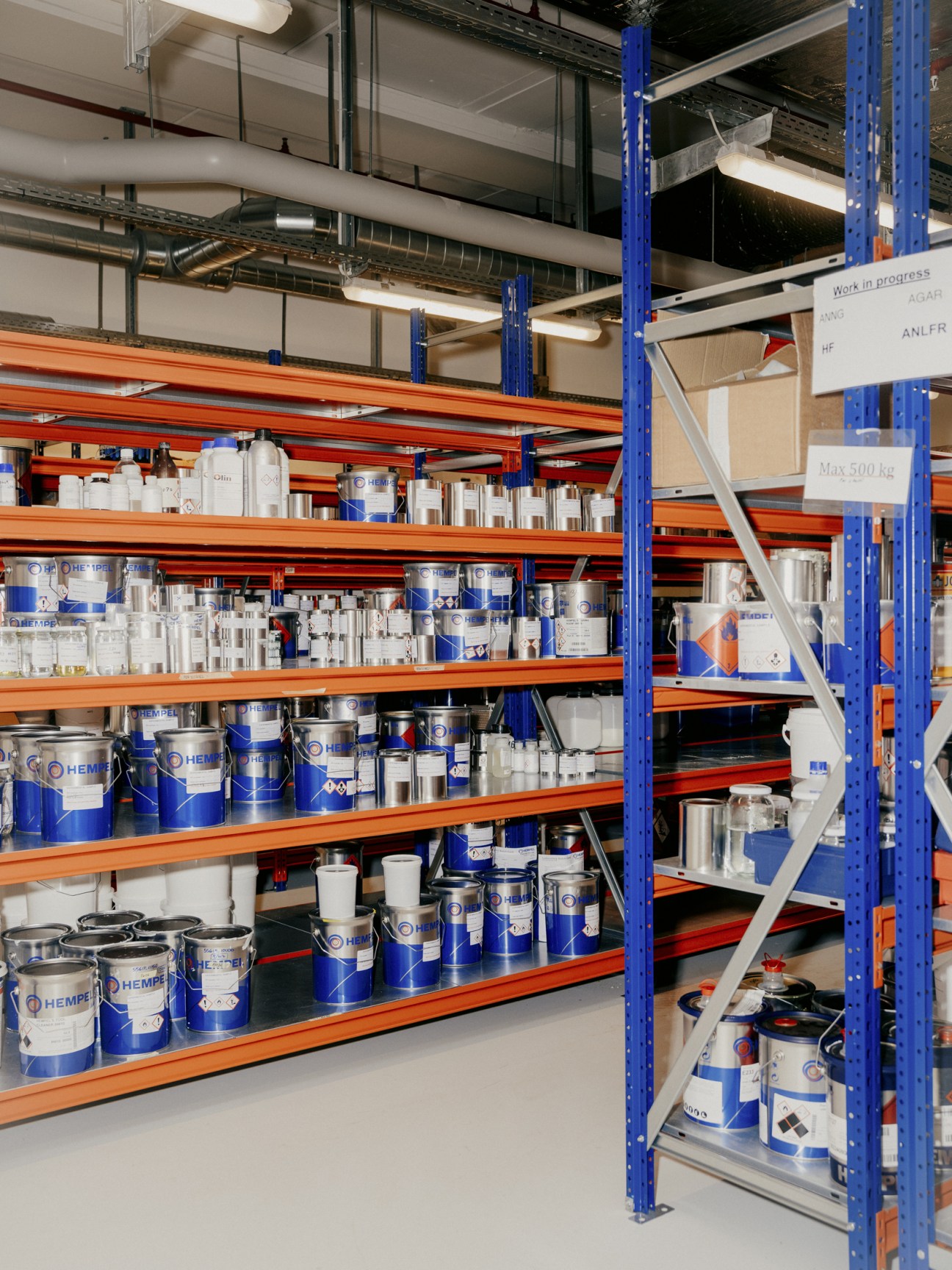 The R&D lab’s paint storage