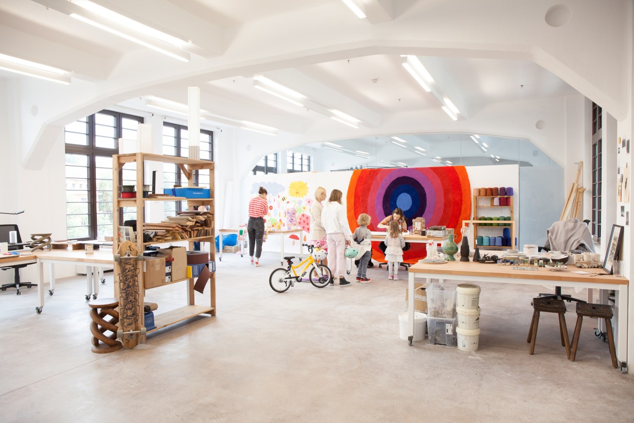 Interior of Center Rog with people working