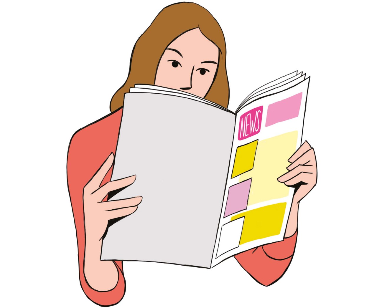 Stay informed, woman reading a newspaper