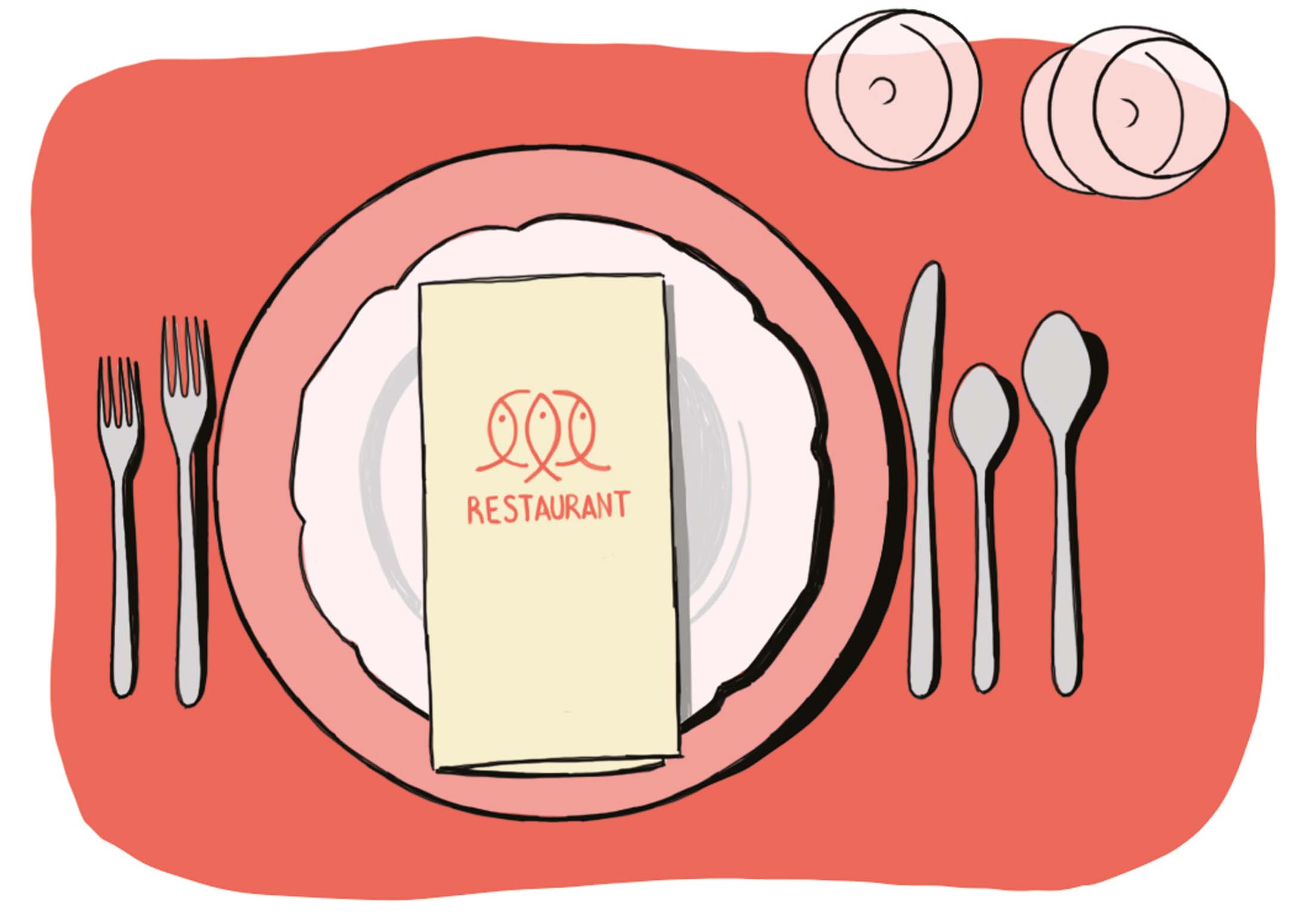 Set the table for success, picture of a table setting with a restaurant menu on the plate