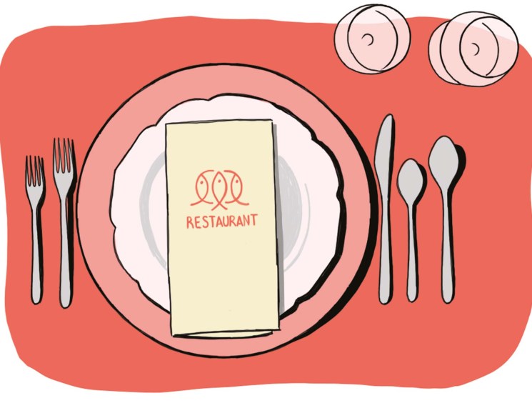 Set the table for success, picture of a table setting with a restaurant menu on the plate