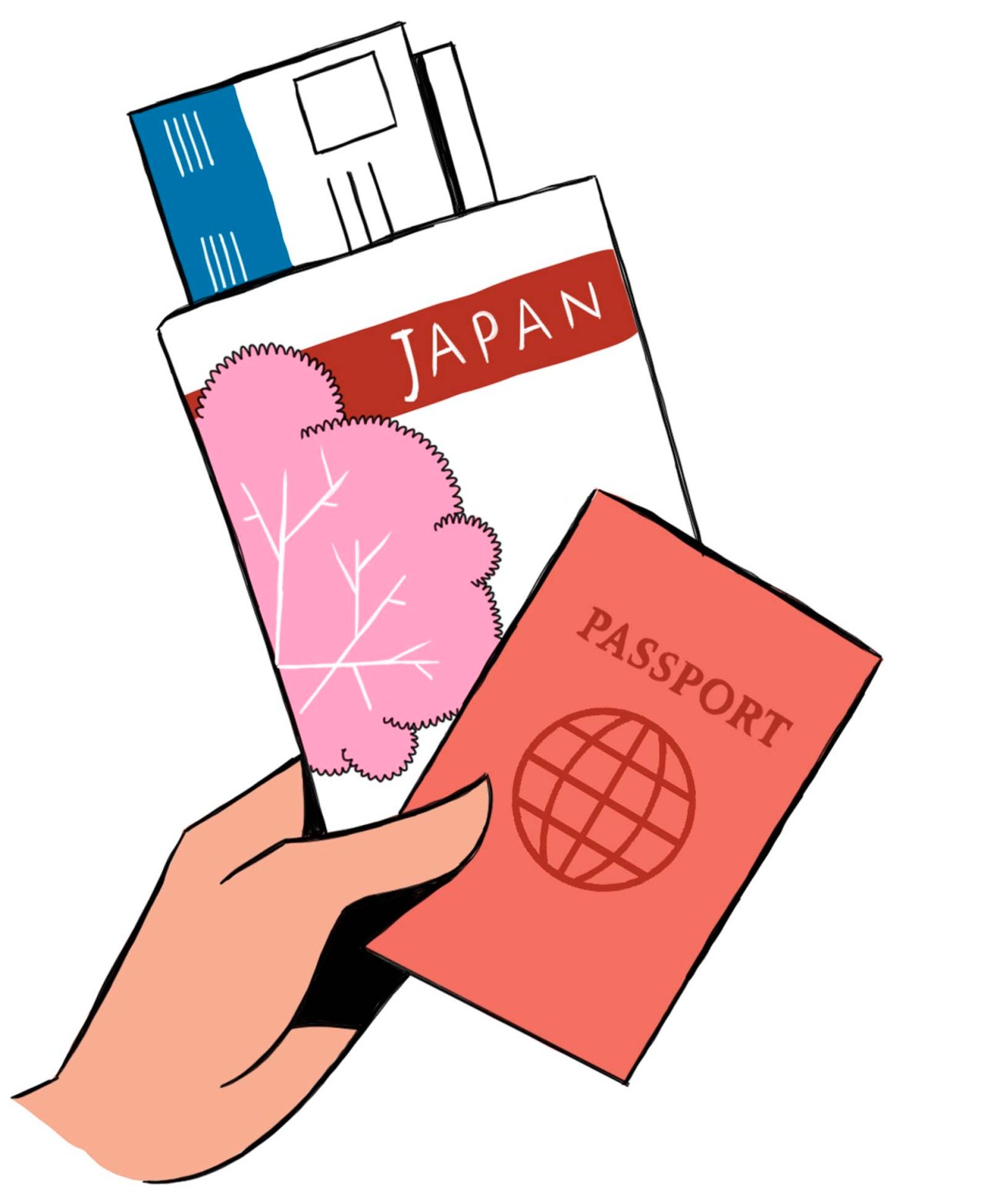 Travel more, picture of plane tickets to Japan and a passport