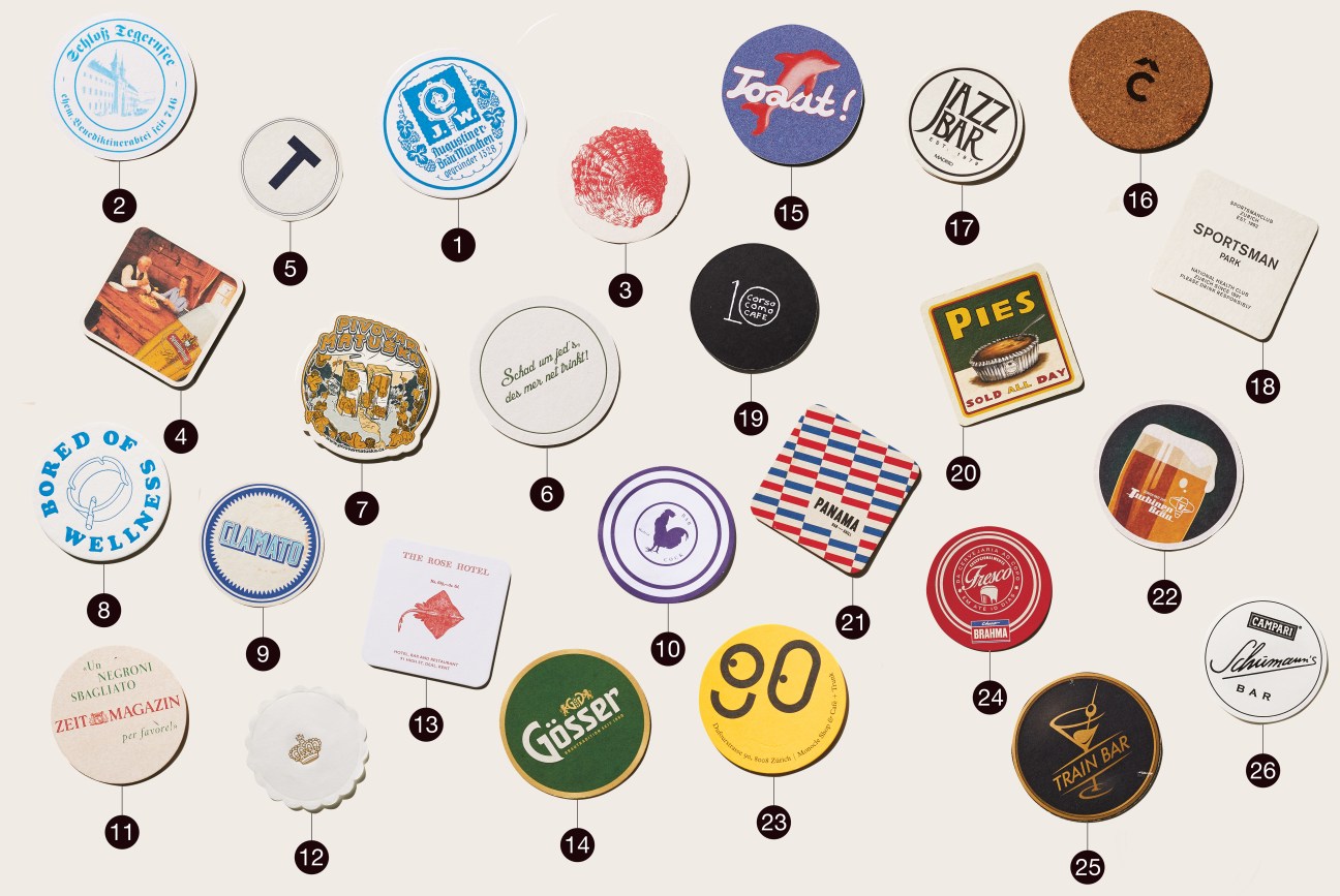Collection of beer mats and coasters from various bars and breweries