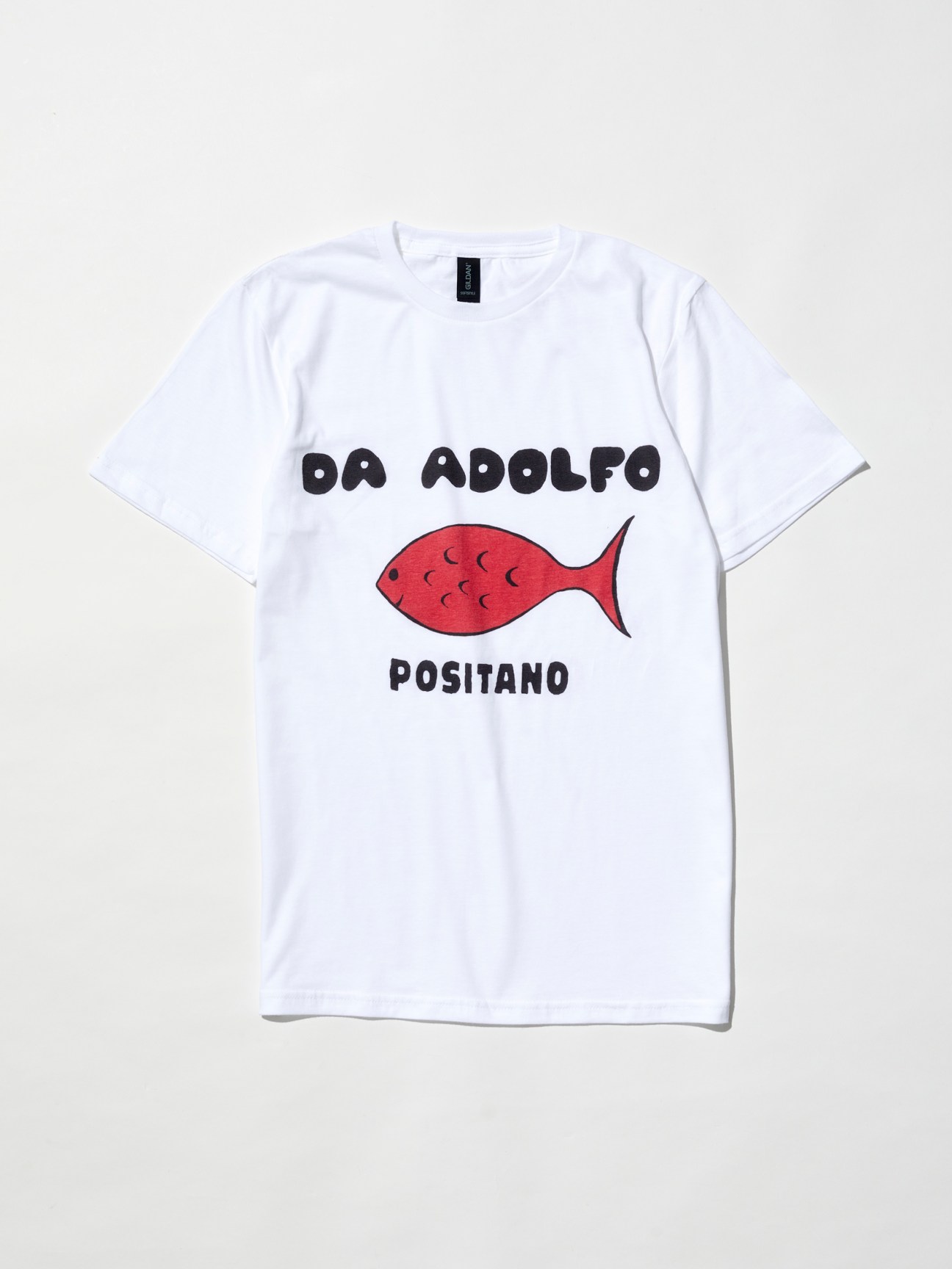 T-shirt with Da Adolfo fish logo from Positano
